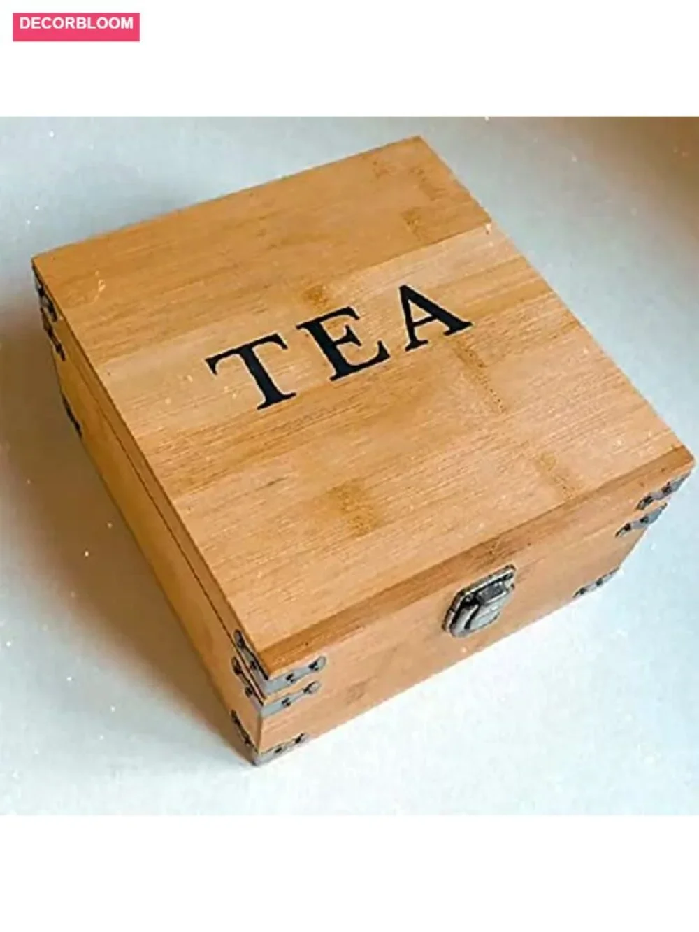 Bamboo Tea Organizer Box with 4 Adjustable Slots, Handmade Eco-Friendly Storage